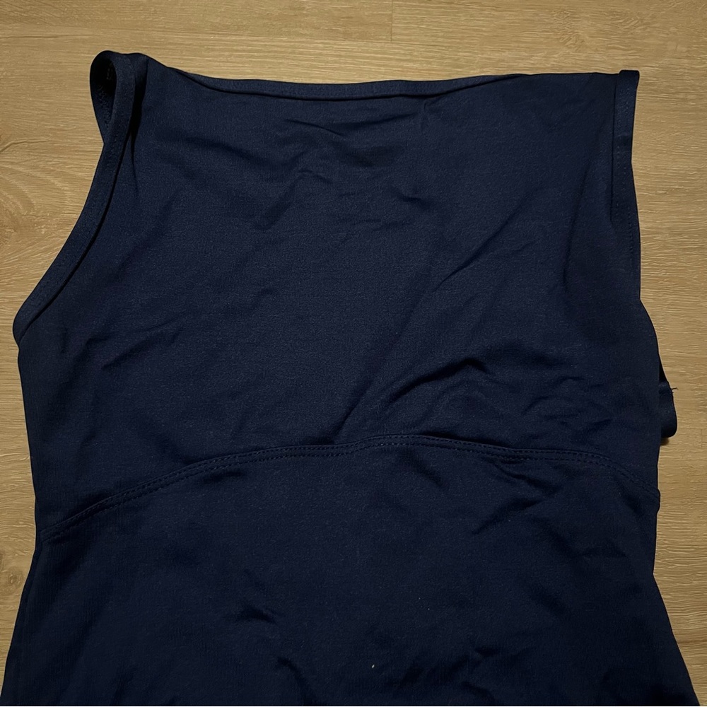 NWOT Suffolk Bateau Neck Leotard with Low Pinch Back, Sapphire/Navy | Medium - Picture 4 of 10